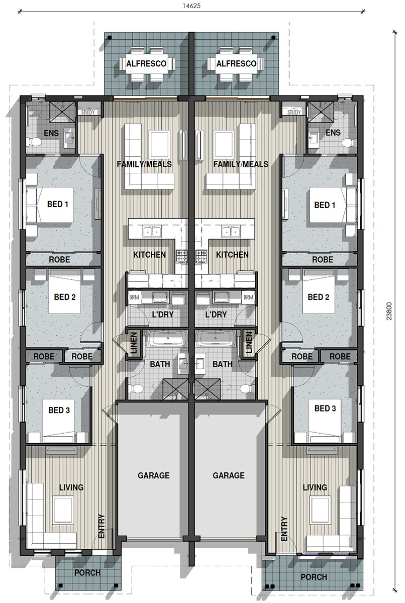 Valley Homes duplex floor plan Bulbul