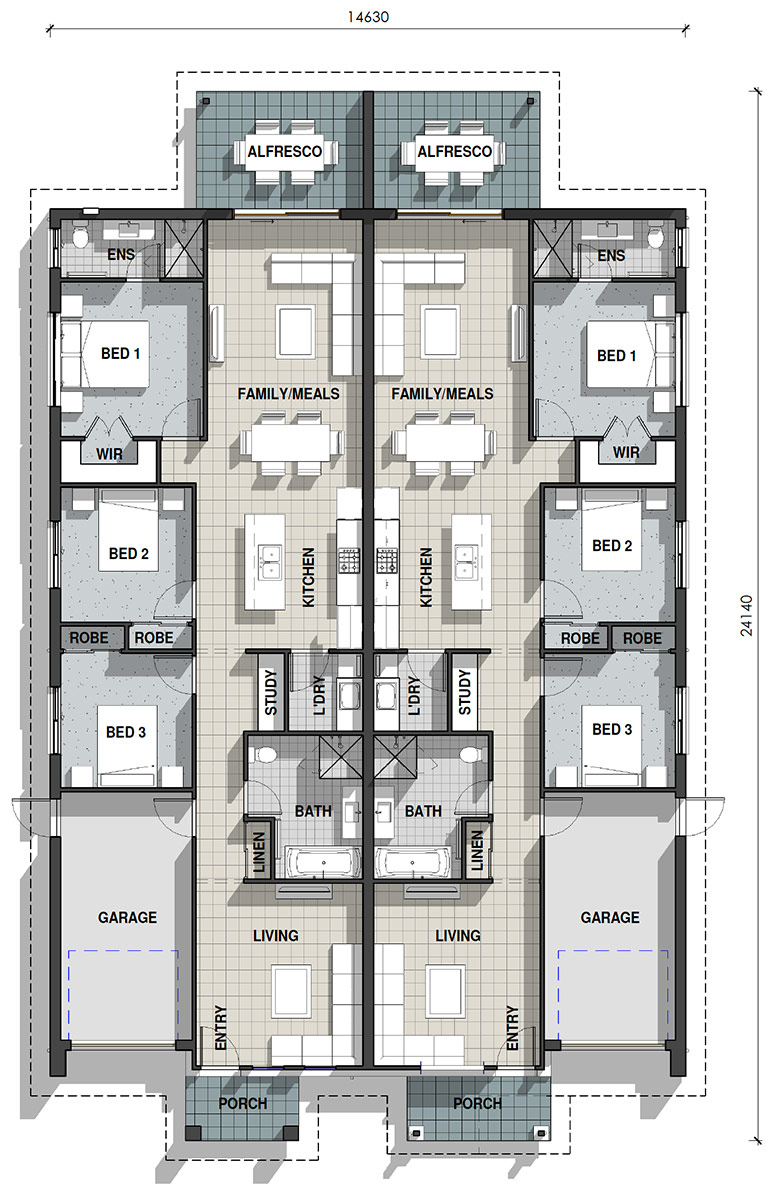 Valley Homes duplex floor plan Konara