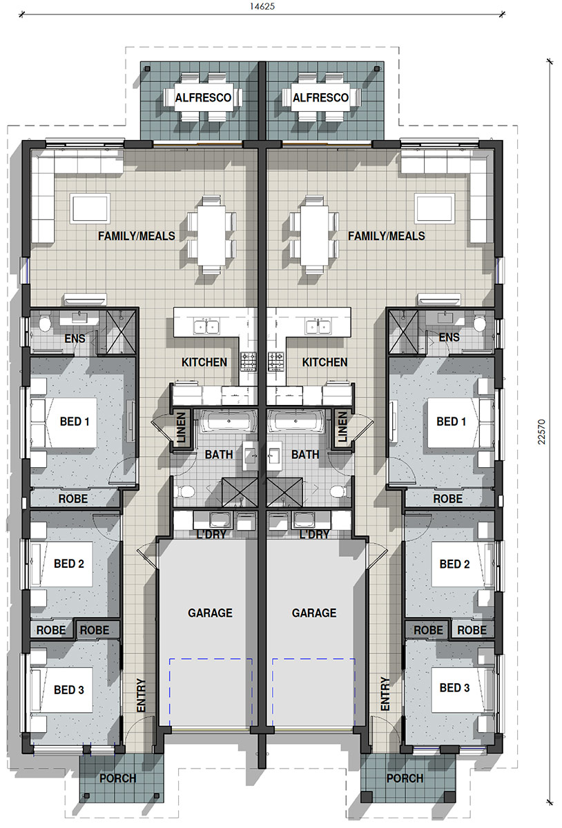 Valley Homes duplex floor plan Wirripang