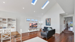 living room with wooden floor boards