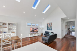 living room with wooden floor boards