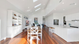 living area with wooden floor boards