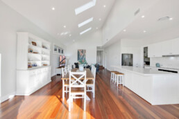 living area with wooden floor boards