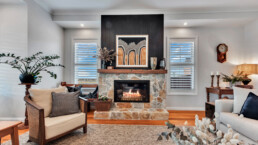 close up of cosy fireplace