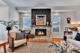 close up of cosy fireplace