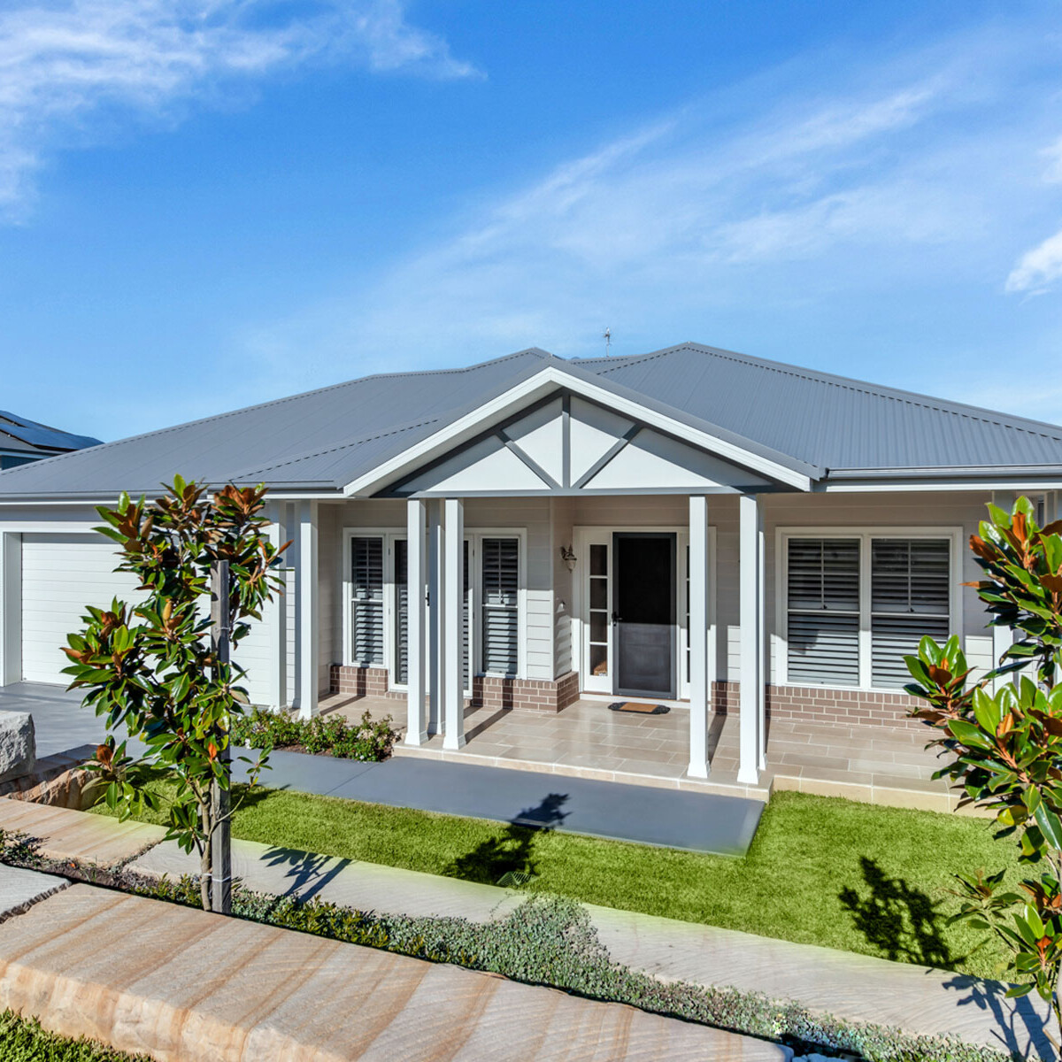 Hamptions style new home facade