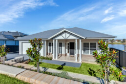 Hamptions style new home facade