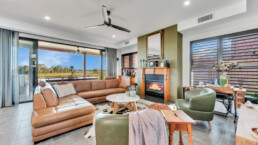 cosy lounge room with fireplace