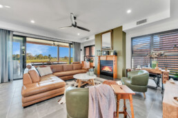 cosy lounge room with fireplace