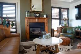 cosy lounge area with focus on fireplace