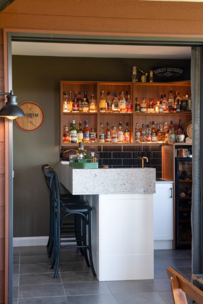 bar area with liquor cabinets