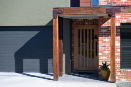 Rustic style front door home facade