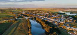 Aerial view of historic Morpeth and Hunter River in New South Wales
